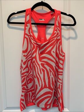 Adidas by Stella McCartney Coral and Cream Zebra-Print Performance Tank